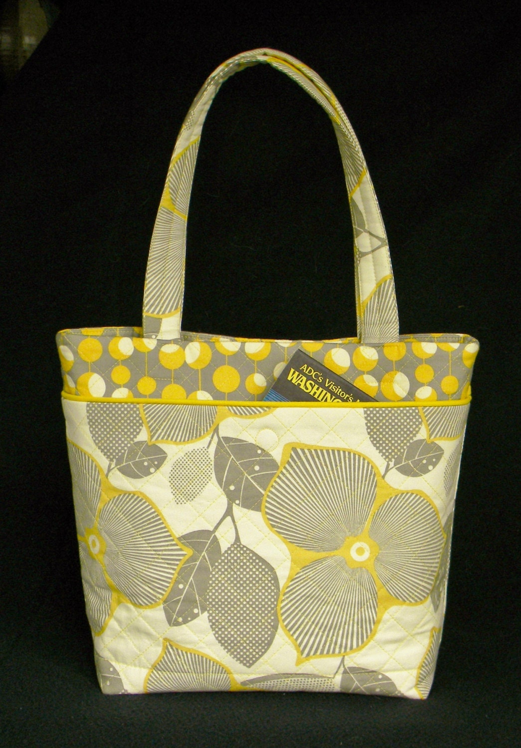 Soft Gray and Beige Tote With Mustard Accent - Etsy