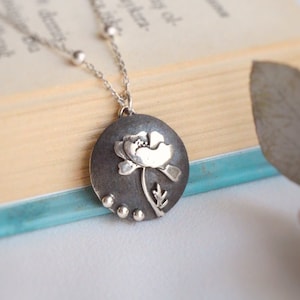 Handmade Sterling Silver Cosmos Necklace: October Birth Flower Jewelry