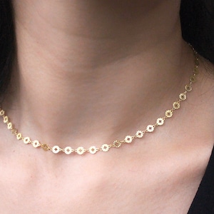 Gargantilla de oro, gargantilla de oro delicada, gargantilla de brillo delicado, gargantilla de cadena de oro, collar de gargantilla de capas, collar de cadena de monedas