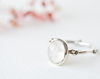 Rainbow moonstone ring, Sterling silver moonstone ring, June birthstone, Crystal ring, Artisan jewelry, Healing stone jewelry, ''HOPE''