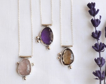 Amethyst silver necklace, Amethyst artisan jewelry, Crystal pendant, Purple gemstone necklace, February birthday gift, Birthstone jewelry