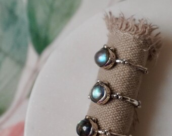 Labradorite Silver Ring Handmade, 925 Natural Blue Stone Ring