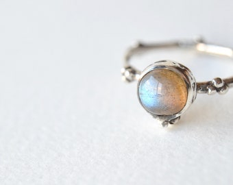 Labradorite silver ring, Moonstone ring, Crystal silver ring, Special gift for her, Gemstone ring, Nature inspired jewelry, HOPE Collection