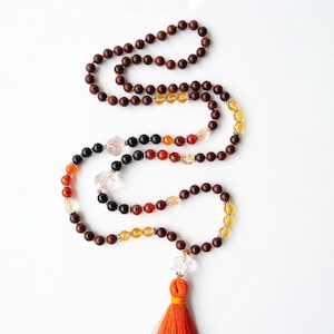 Mala necklace, Hand knotted mala, 108 beads mala, Meditation beads, Gemstone tassel necklace, Prayer necklace, Yoga gift, SELF-CONFIDENCE image 1