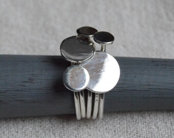 Mushroom Stacking Rings: Delicate Sterling Silver Ring Set