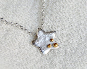 Little star necklace, sterling silver star, star pendant, handcrafted jewelry, star pendant, FREE SHIPPING