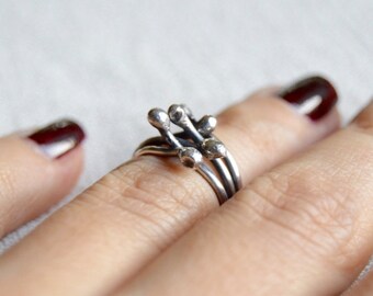 IVY SILVER RING, silver knuckle ring, knuckle oxidized ring, silver smith knuckle ring, silver midi ring, gift for her,free shipping jewelry