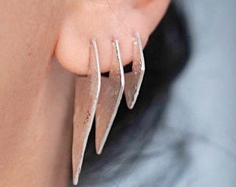 Geometric Sterling Silver Stud Earrings: Asymmetrical Statement Jewelry