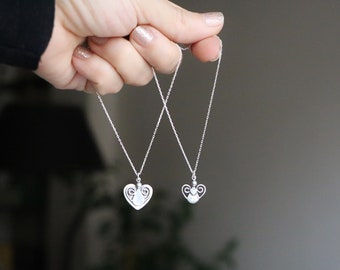 Handmade Silber Doppel Engel Halsketten-Set für Mutter und Tochter - Spezielles Design mit Herz Details, perfektes Muttertagsgeschenk