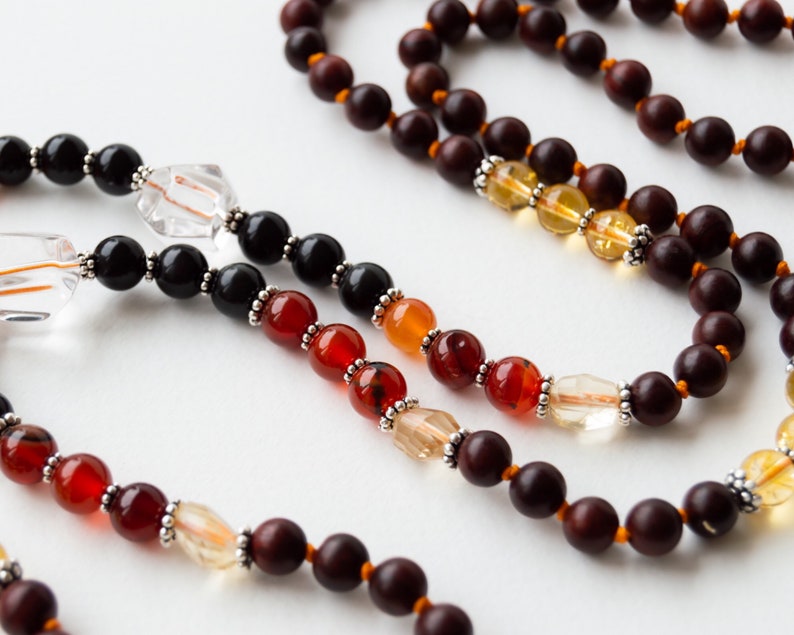 Mala necklace, Hand knotted mala, 108 beads mala, Meditation beads, Gemstone tassel necklace, Prayer necklace, Yoga gift, SELF-CONFIDENCE image 3