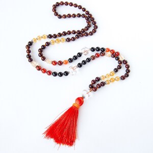 Mala necklace, Hand knotted mala, 108 beads mala, Meditation beads, Gemstone tassel necklace, Prayer necklace, Yoga gift, SELF-CONFIDENCE image 9