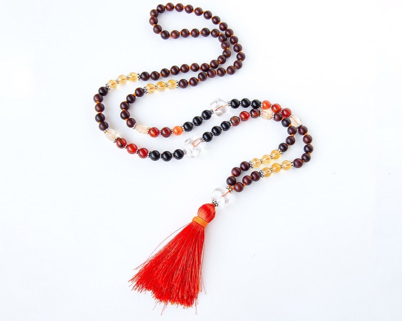 Mala necklace, Hand knotted mala, 108 beads mala, Meditation beads, Gemstone tassel necklace, Prayer necklace, Yoga gift, SELF-CONFIDENCE image 9