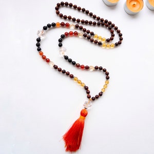 Mala necklace, Hand knotted mala, 108 beads mala, Meditation beads, Gemstone tassel necklace, Prayer necklace, Yoga gift, SELF-CONFIDENCE image 6
