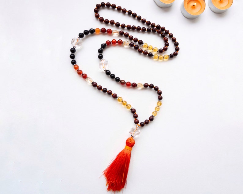 Mala necklace, Hand knotted mala, 108 beads mala, Meditation beads, Gemstone tassel necklace, Prayer necklace, Yoga gift, SELF-CONFIDENCE image 6