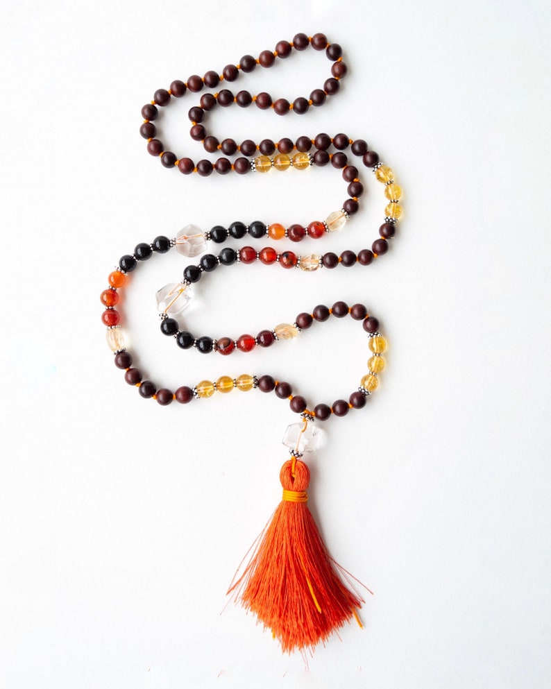 Mala necklace, Hand knotted mala, 108 beads mala, Meditation beads, Gemstone tassel necklace, Prayer necklace, Yoga gift, SELF-CONFIDENCE image 1