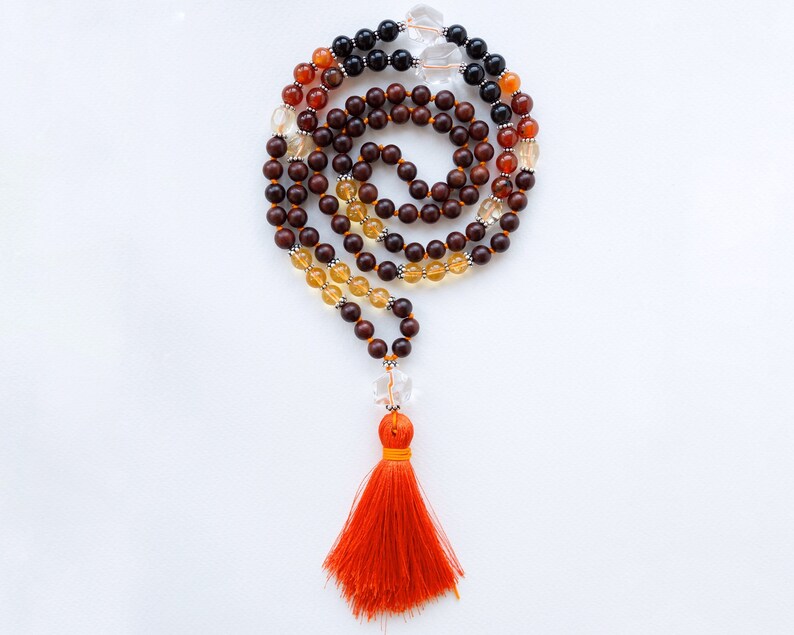 Mala necklace, Hand knotted mala, 108 beads mala, Meditation beads, Gemstone tassel necklace, Prayer necklace, Yoga gift, SELF-CONFIDENCE image 7