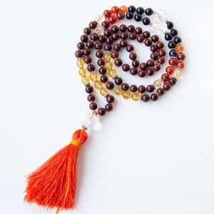 Mala necklace, Hand knotted mala, 108 beads mala, Meditation beads, Gemstone tassel necklace, Prayer necklace, Yoga gift, SELF-CONFIDENCE image 10