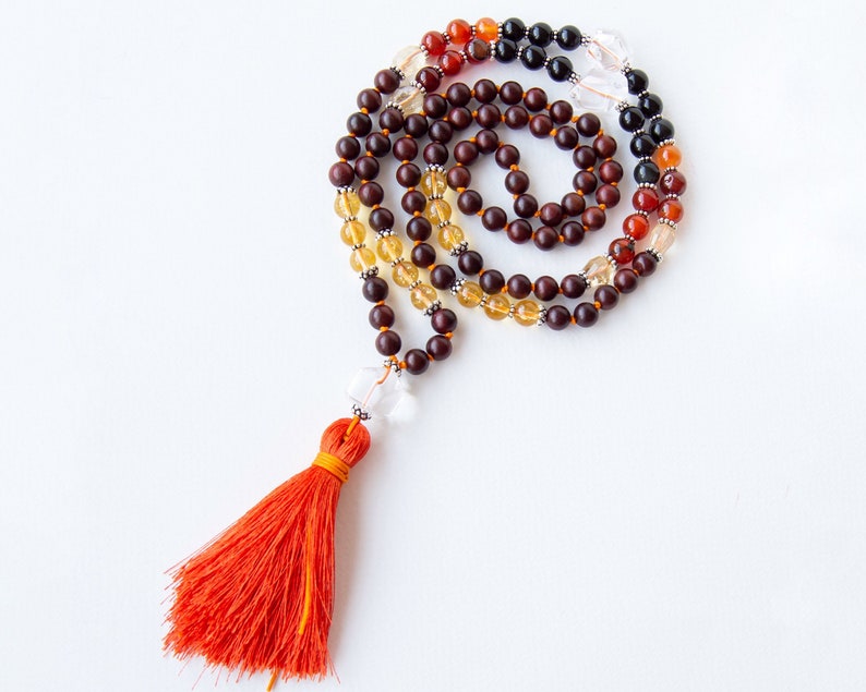 Mala necklace, Hand knotted mala, 108 beads mala, Meditation beads, Gemstone tassel necklace, Prayer necklace, Yoga gift, SELF-CONFIDENCE image 10