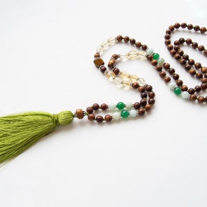 Healing gemstones mala necklace, Knotted Mala Beads, Boho Festival Jewelry, 108 beads mala, Meditation beads,  LUCK, COURAGE and FERTILITY