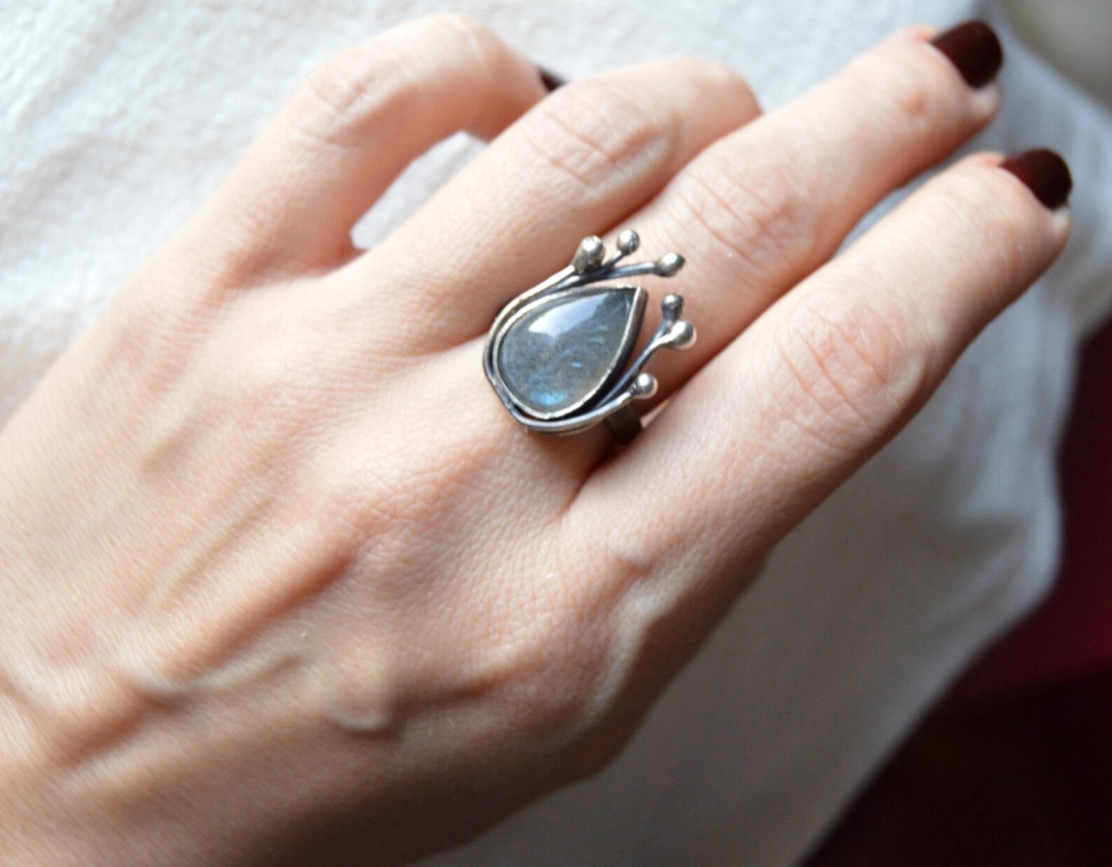 Sterling Silver Labradorite Handmade Ring, One of a Kind, Metalwork - Etsy