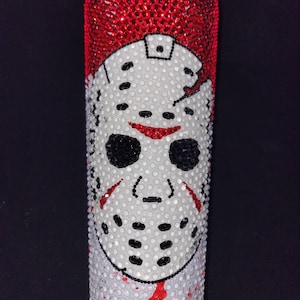 Jason Rhinestone Starbucks Tumbler/Jason Voorhees/Friday the 13th/Horror/Gifts/Rhinestone Tumber