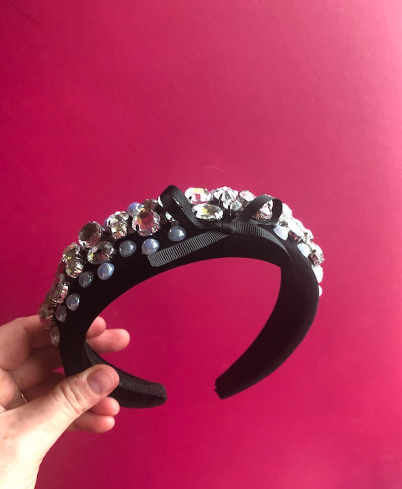 Baby fancy flower kylie headbands with clear jewel detail