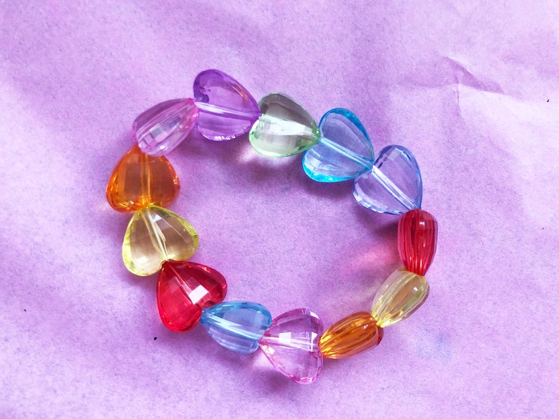 Chunky Facetted Heart Bracelet True 90s Style Friendship Etsy