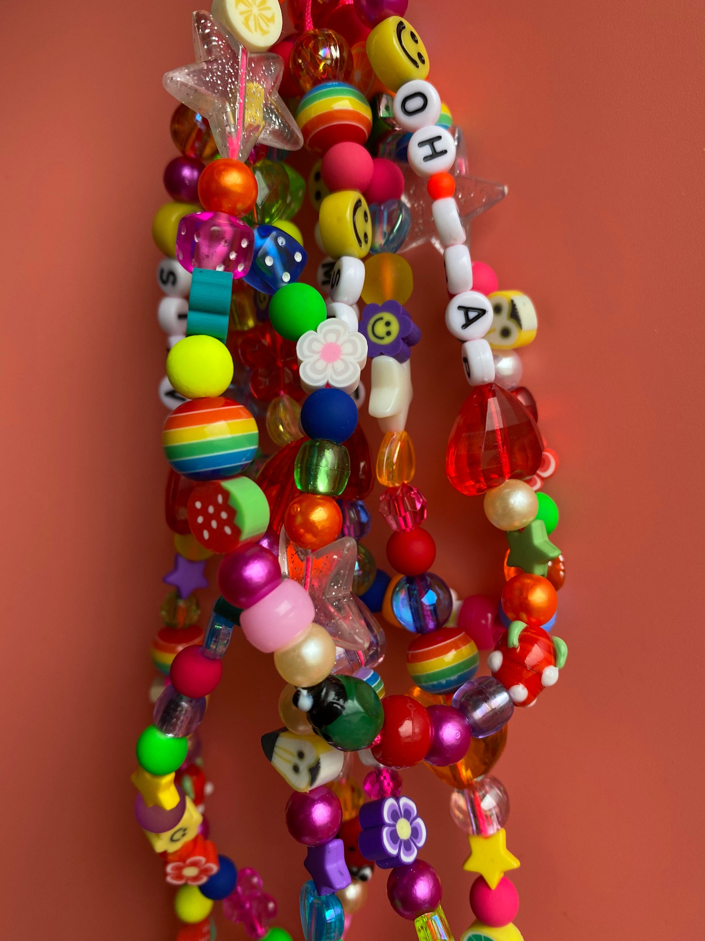 Phone Beads Phone Charms Rainbow Pearl Beaded Customised Etsy UK