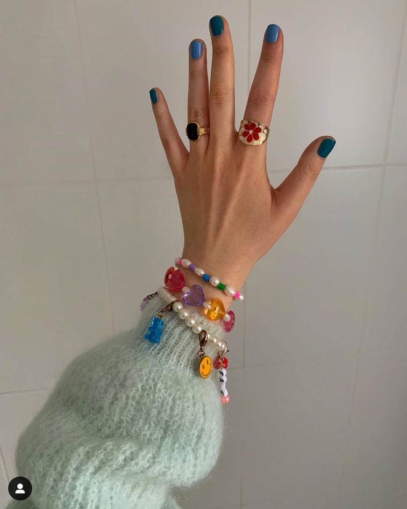 Chunky Facetted Heart Bracelet True 90s Style Friendship Etsy