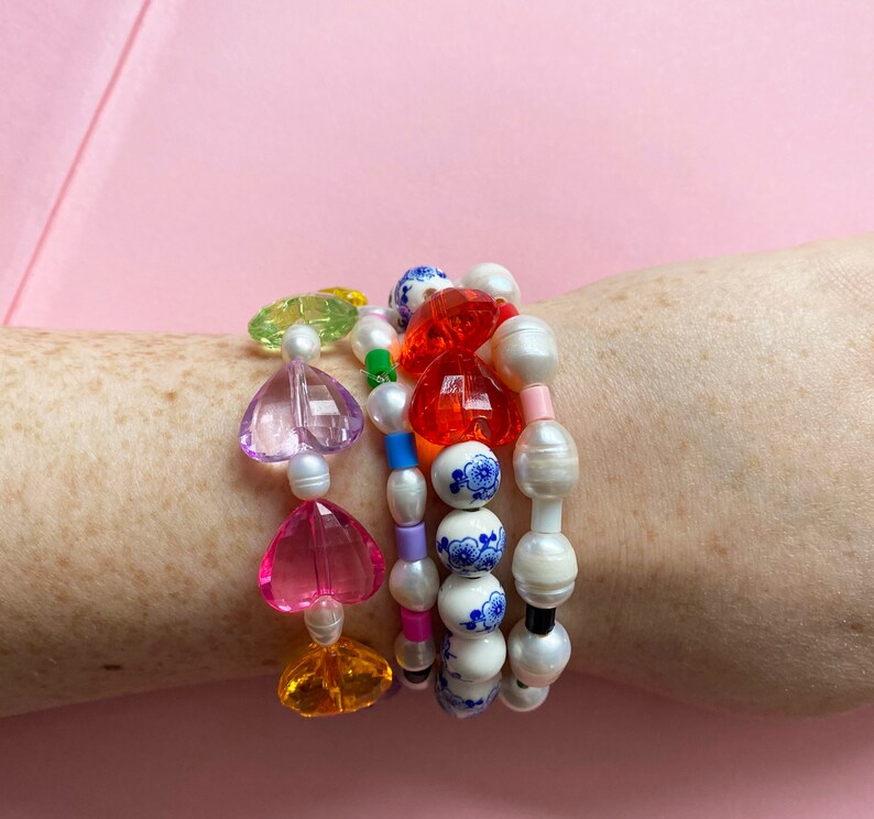 Chunky Facetted Heart Bracelet True 90s Style Friendship Etsy