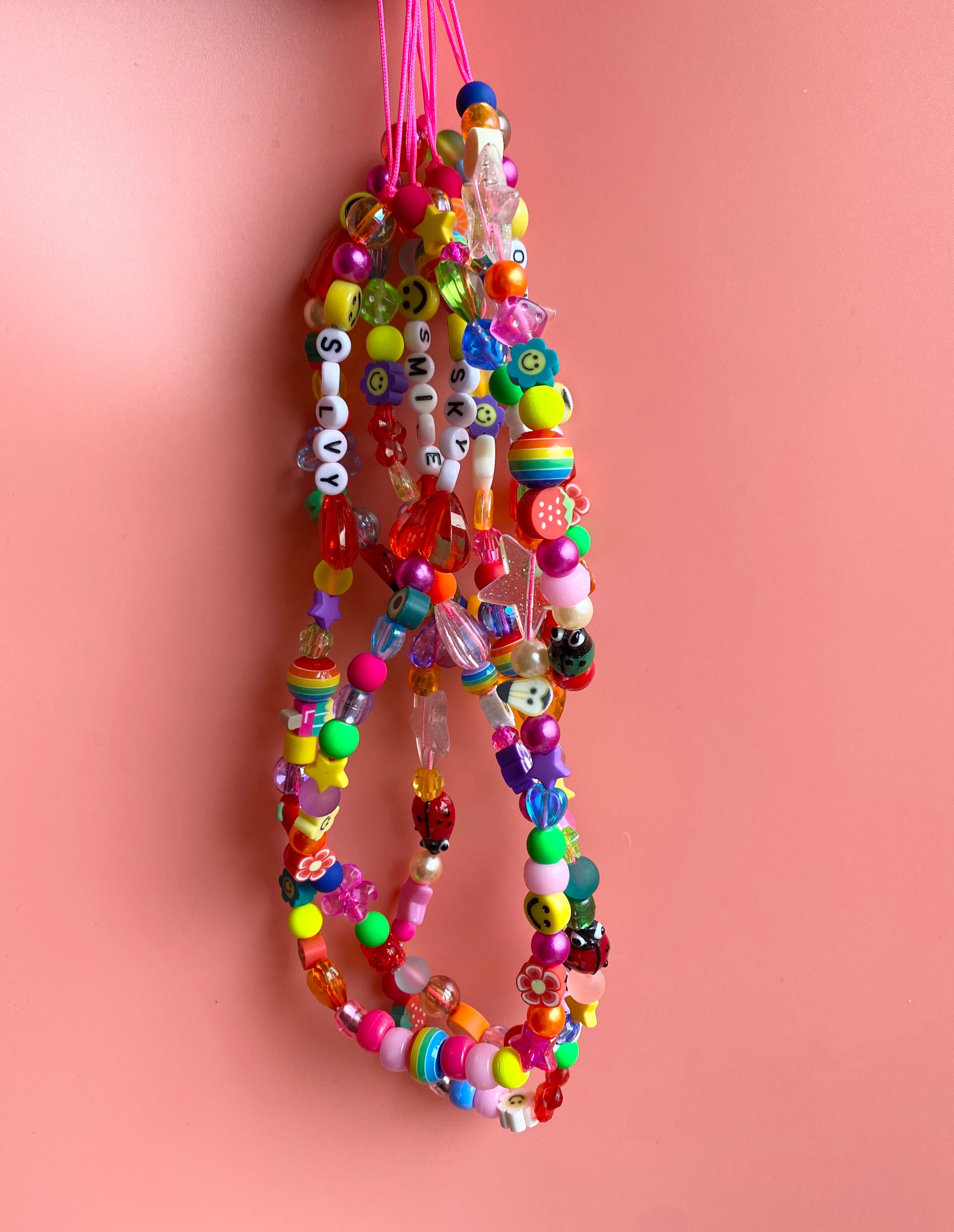 Phone Beads Phone Charms Rainbow Pearl Beaded Customised Etsy