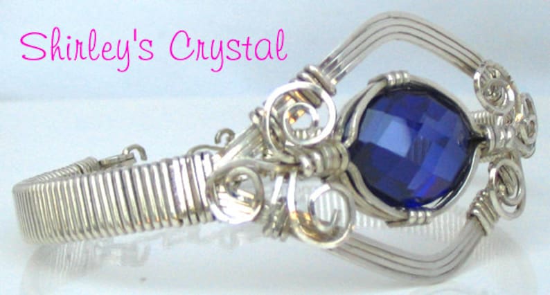 Sterling Silver TANZANITE GEMSTONE Wire Wrapped Bracelet image 1