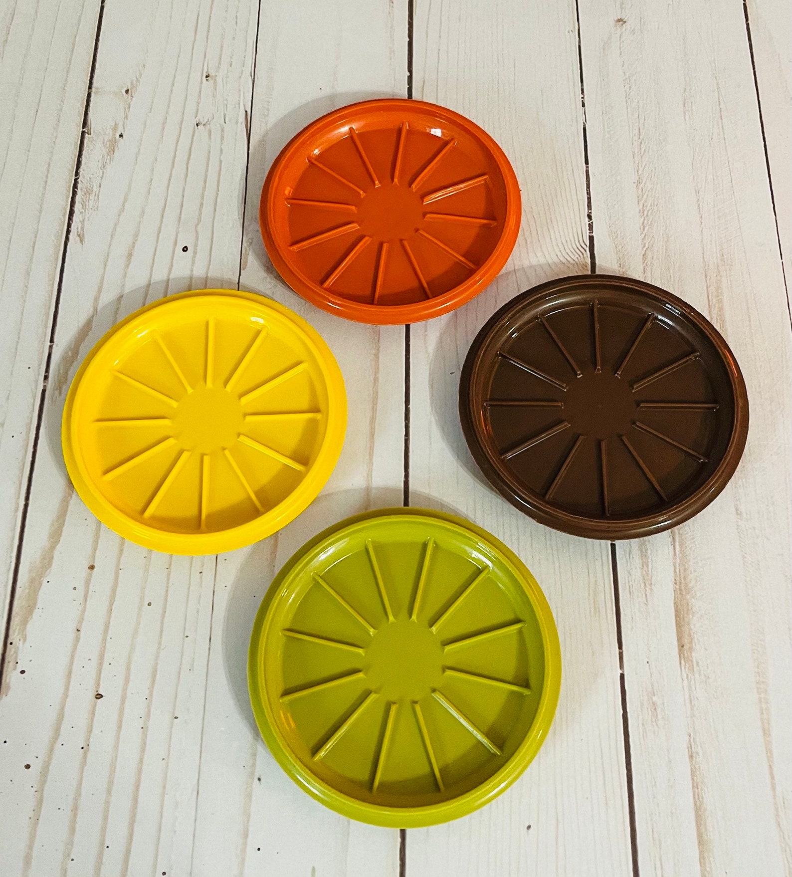 Set of 4 Vintage Tupperware Lid Coasters / Vintage Tupperware Etsy