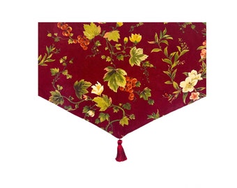 Cenefa vintage Waverly con estampado de uvas, cortina roja Chianti, decoración de cocina rústica, tratamiento de ventanas estilo años 90.