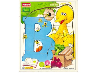 Vintage Sesame Street Board Puzzle / Sesame Street Puzzle / Sesame Street Tray Puzzle / Big Bird Puzzle / Sesame Street Letter B