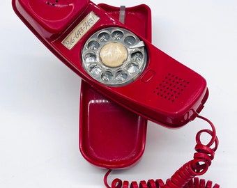 Vintage Telephone / Vintage Rotary Telephone / Vintage Slim Rotary Telephone / Vintage Red Telephone / Vintage Phone