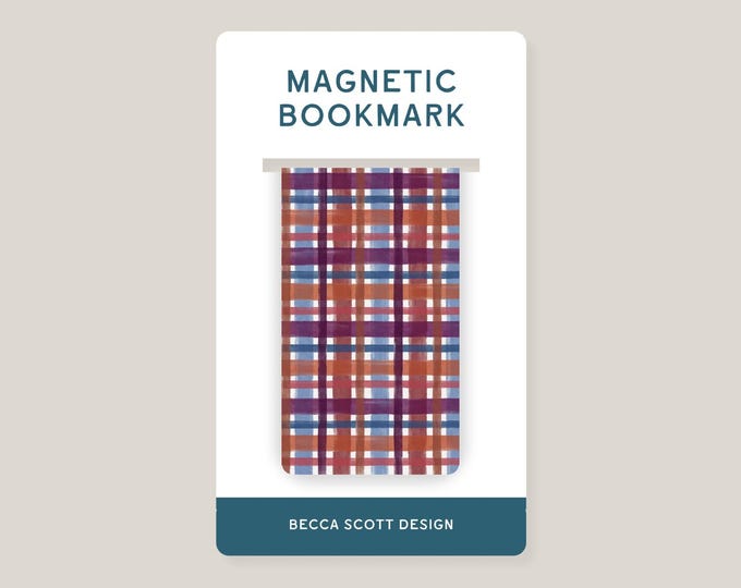 Cozy Plaid Magnetic Bookmark