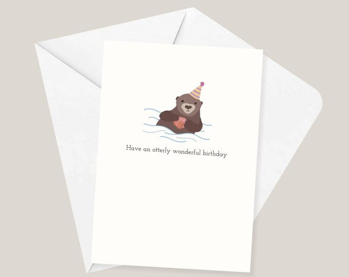 Otter Birthday Card | Pun Greeting Card for Animal Lovers