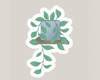 Pothos Houseplant Sticker: Water-Resistant Laptop Decal