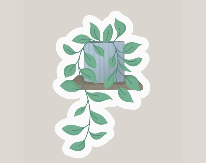 Pothos Houseplant Sticker: Water-Resistant Laptop Decal