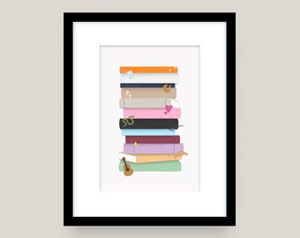 Eras Bookshelf Framed Print