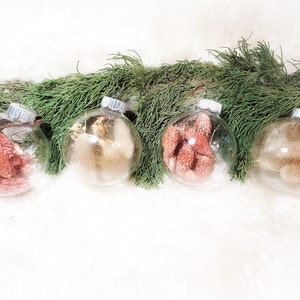 Pink and beige themed real leaf ornaments, set of 4