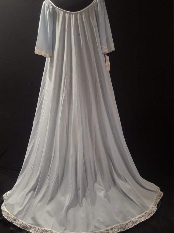 LUCIE ANN BEVERLY Hills, Claire Sandra vintage 1960s nightgown, powder blue jersey knit ruffled hem gown