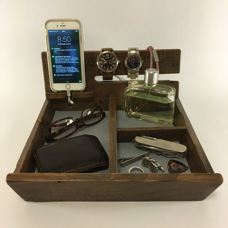 Wood Valet Dresser Caddy Wooden Valet Watch and Phone Etsy
