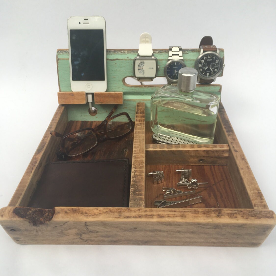 Wood Valet Barn Wood Dresser Caddy Reclaimed Wood Tray Etsy