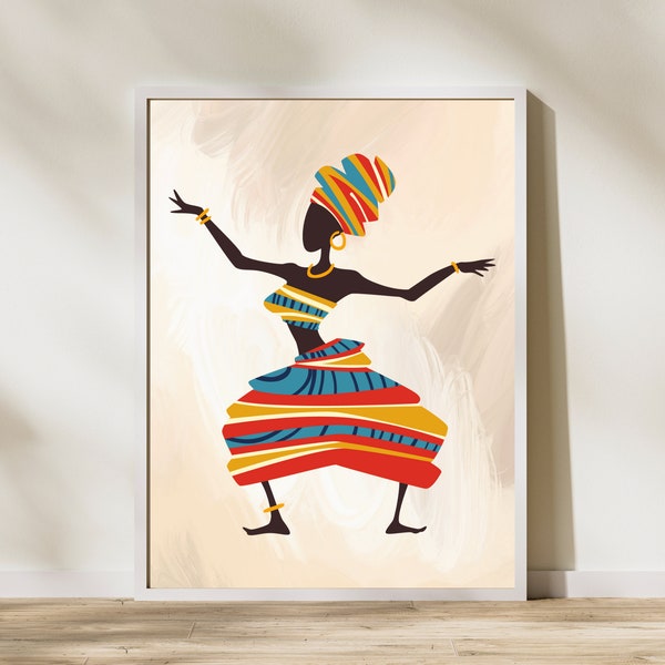 Afrikaanse kunst dansende vrouw van ExhibitLeah
