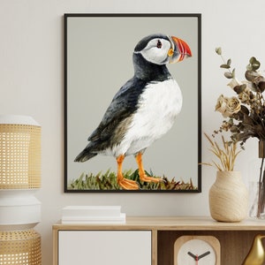 Printable poster - grey puffin by ExhibitLeah
