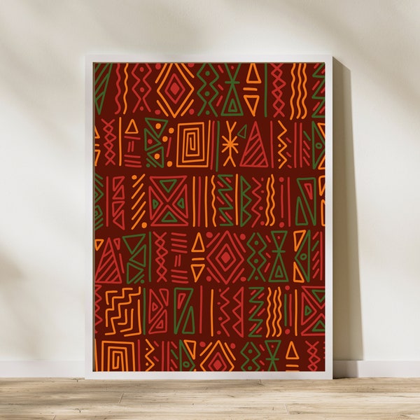Abstract African Red Art by ExhibitLeah
