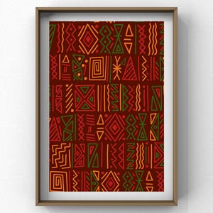 Abstract African Red Art by ExhibitLeah