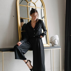Sleepwear Set, Viscose Pajamas Set, Viscose Sleepwear, Culottes, Shirt and Culottes,custom tailoring